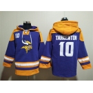 Men's Minnesota Vikings #10 Fran Tarkenton Purple Yellow Ageless Must-Have Lace-Up Pullover Hoodie