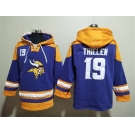 Men's Minnesota Vikings #19 Adam Thielen Purple Yellow Ageless Must-Have Lace-Up Pullover Hoodie