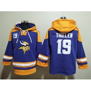 Men's Minnesota Vikings #19 Adam Thielen Purple Yellow Ageless Must-Have Lace-Up Pullover Hoodie