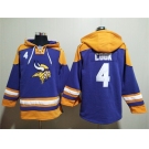 Men's Minnesota Vikings #4 Dalvin Cook Purple Yellow Ageless Must-Have Lace-Up Pullover Hoodie