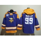 Men's Minnesota Vikings #99 Danielle Hunter Purple Yellow Ageless Must-Have Lace-Up Pullover Hoodie