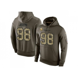 NFL Men's Nike Minnesota Vikings #98 Linval Joseph Stitched Green Olive Salute To Service KO Performance Hoodie