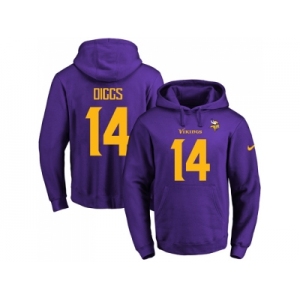 Nike Minnesota Vikings #14 Stefon Diggs Purple(Gold No.) Name & Number Pullover NFL Hoodie