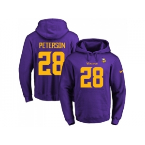 Nike Minnesota Vikings #28 Adrian Peterson Purple(Gold No.) Name & Number Pullover NFL Hoodie