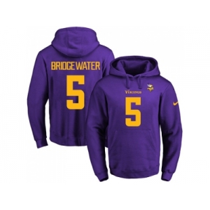 Nike Minnesota Vikings #5 Teddy Bridgewater Purple(Gold No.) Name & Number Pullover NFL Hoodie