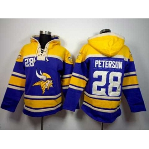 nike nfl jerseys minnesota vikings #28 adrian peterson yellow-purple[pullover hooded sweatshirt]