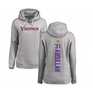 NFL Women's Nike Minnesota Vikings #31 Ameer Abdullah Ash Backer Pullover Hoodie