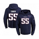 Football Men's New England Patriots #55 John Simon Navy Blue Name & Number Pullover Hoodie