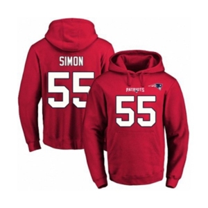 Football Men's New England Patriots #55 John Simon Red Name & Number Pullover Hoodie
