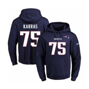 Football Men's New England Patriots #75 Ted Karras Navy Blue Name & Number Pullover Hoodie