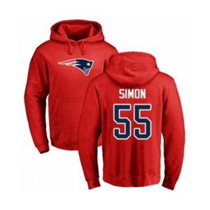 Football New England Patriots #55 John Simon Red Name & Number Logo Pullover Hoodie