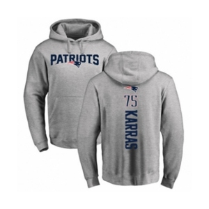 Football New England Patriots #75 Ted Karras Ash Backer Pullover Hoodie