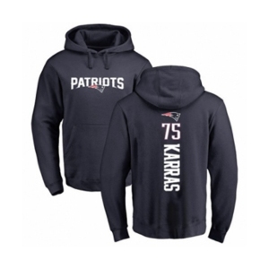 Football New England Patriots #75 Ted Karras Navy Blue Backer Pullover Hoodie