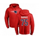 Football New England Patriots #75 Ted Karras Red Name & Number Logo Pullover Hoodie