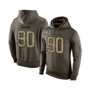 Football New England Patriots #90 Malcom Brown Green Salute To Service Men's Pullover Hoodie