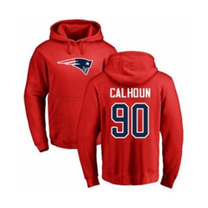 Football New England Patriots #90 Shilique Calhoun Red Name & Number Logo Pullover Hoodie