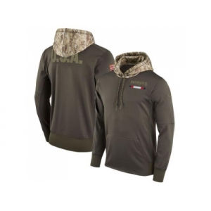 Men New England Patriots Nike Olive Salute to Service Sideline Therma Pullover Hoodie