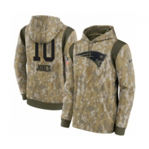 Men's New England Patriots #10 Mac Jones Camo 2021 Salute To Service Therma Performance Pullover Hoodie