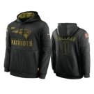 Men's New England Patriots #11 Julian Edelman Black 2020 Salute To Service Sideline Performance Pullover Hoodie