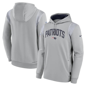 Mens New England Patriots Gray Sideline Stack Performance Pullover Hoodie