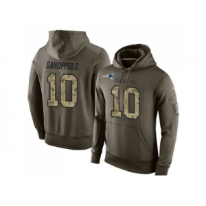 NFL Men's Nike New England Patriots #10 Jimmy Garoppolo Stitched Green Olive Salute To Service KO Performance Hoodie