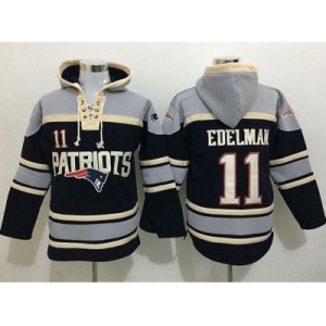 Nike New England Patriots #11 Julian Edelman Navy Blue Sawyer Hooded Sweatshirt NFL Hoodie