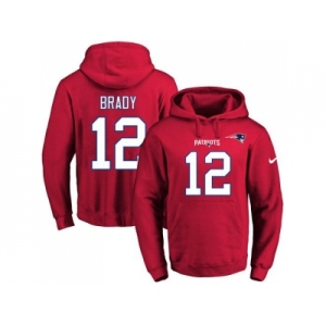 Nike New England Patriots #12 Tom Brady Red Name & Number Pullover NFL Hoodie