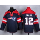 Nike New England Patriots #12 Tom Brady blue jersey(pullover hooded sweatshirt)