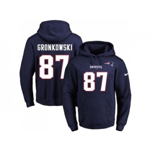 Nike New England Patriots #87 Rob Gronkowski Navy Blue Name & Number Pullover NFL Hoodie