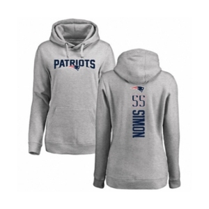 Football Women's New England Patriots #55 John Simon Ash Backer Pullover Hoodie