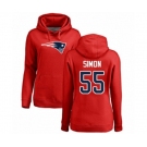 Football Women's New England Patriots #55 John Simon Red Name & Number Logo Pullover Hoodie