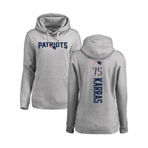 Football Women's New England Patriots #75 Ted Karras Ash Backer Pullover Hoodie