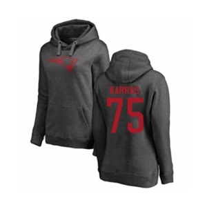 Football Women's New England Patriots #75 Ted Karras Ash One Color Pullover Hoodie