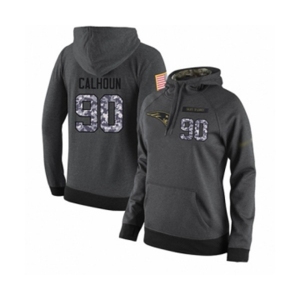 Football Women's New England Patriots #90 Shilique Calhoun Stitched Black Anthracite Salute to Service Player Performance Hoodie