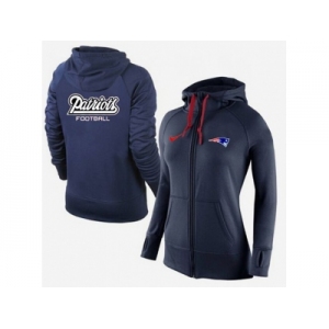 Women Nike New England Patriots Full-Zip Performance Hoodie Dark Blue