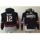 Youth Nike New England Patriots #12 Tom Brady Navy Blue Grey Name & Number Pullover NFL Hoodie