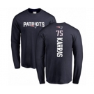 Football New England Patriots #75 Ted Karras Navy Blue Backer Long Sleeve T-Shirt