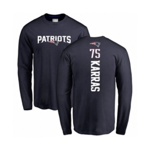 Football New England Patriots #75 Ted Karras Navy Blue Backer Long Sleeve T-Shirt