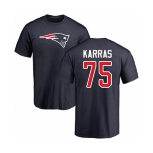 Football New England Patriots #75 Ted Karras Navy Blue Name & Number Logo T-Shirt