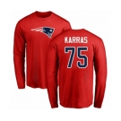 Football New England Patriots #75 Ted Karras Red Name & Number Logo Long Sleeve T-Shirt