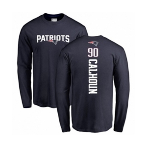 Football New England Patriots #90 Shilique Calhoun Navy Blue Backer Long Sleeve T-Shirt
