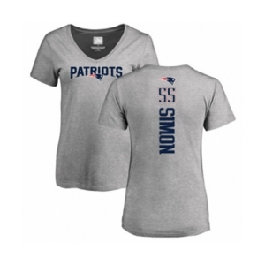 Football Women's New England Patriots #55 John Simon Ash Backer V-Neck T-Shirt