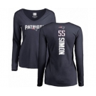 Football Women's New England Patriots #55 John Simon Navy Blue Backer Slim Fit Long Sleeve T-Shirt