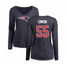 Football Women's New England Patriots #55 John Simon Navy Blue Name & Number Logo Slim Fit Long Sleeve T-Shirt