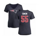 Football Women's New England Patriots #55 John Simon Navy Blue Name & Number Logo Slim Fit T-Shirt