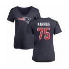 Football Women's New England Patriots #75 Ted Karras Navy Blue Name & Number Logo Slim Fit T-Shirt