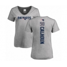 Football Women's New England Patriots #90 Shilique Calhoun Ash Backer V-Neck T-Shirt