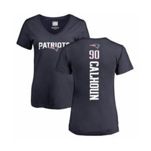 Football Women's New England Patriots #90 Shilique Calhoun Navy Blue Backer T-Shirt