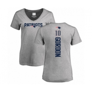 NFL Women's Nike New England Patriots #10 Josh Gordon Ash Backer V-Neck T-Shirt