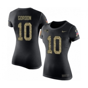 NFL Women's Nike New England Patriots #10 Josh Gordon Black Camo Salute to Service T-Shirt